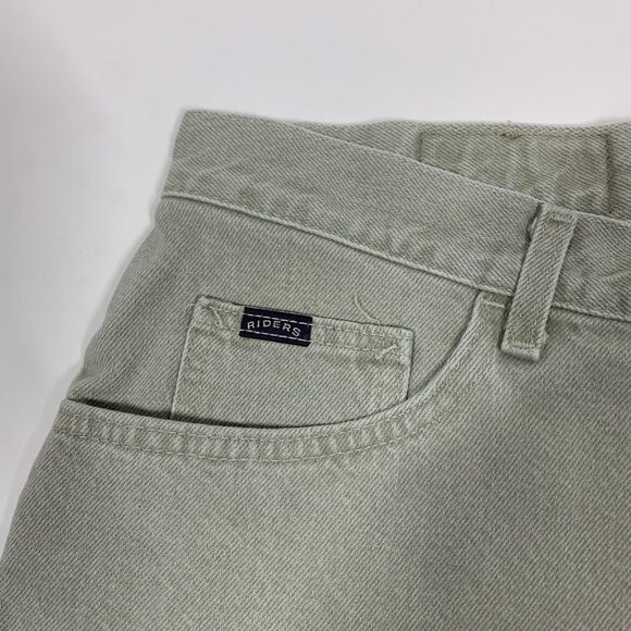 VTG 90s Lee Riders High Rise Mom Jean Shorts Olive Green Women’s 14 - Picture 2 of 6
